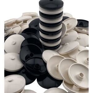 Lego Round Black & White Specialty Cap Plates 2x2 - 75 Pcs - A514
